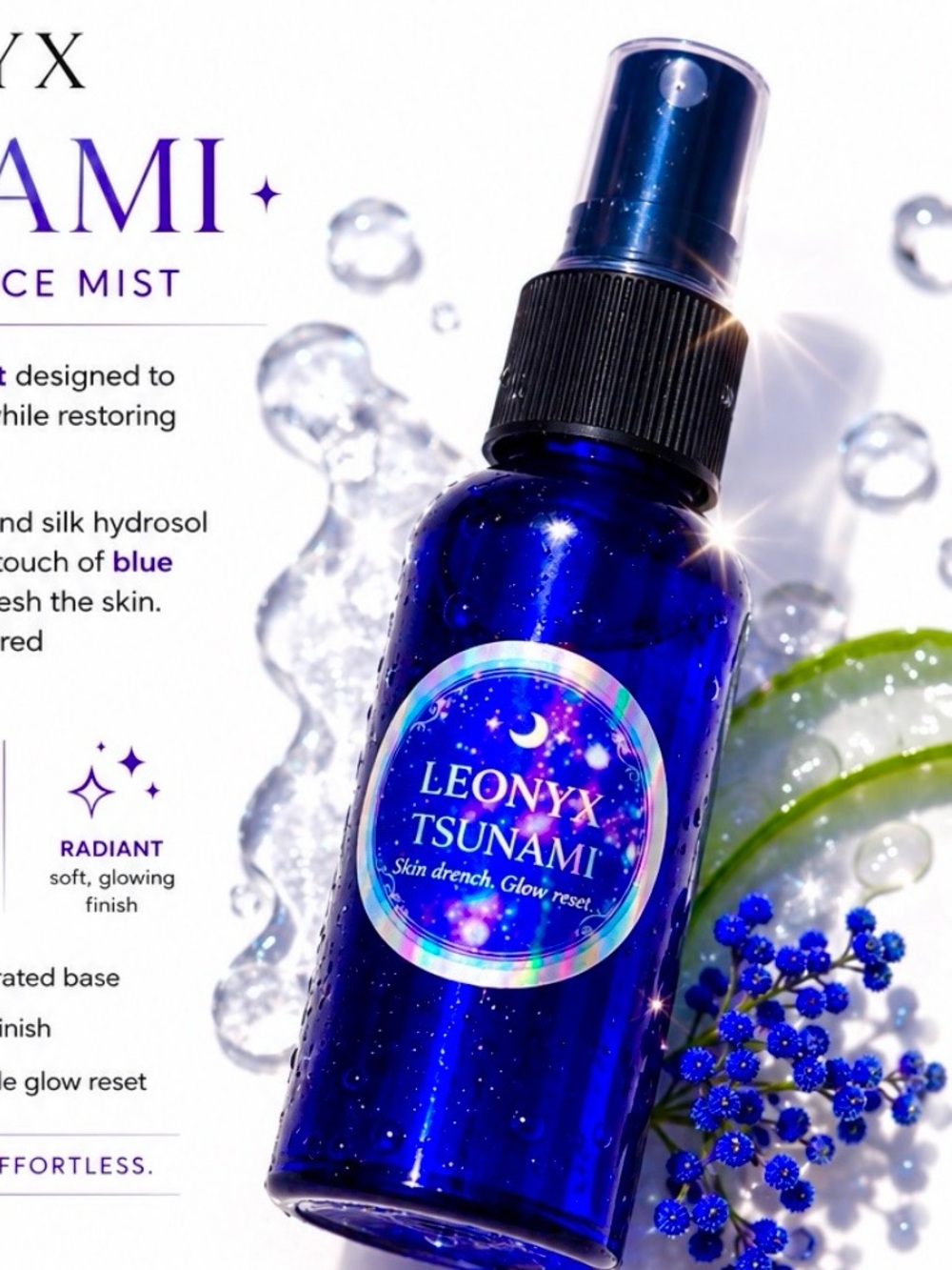 Leonyx Tsunami Hydrating Face Mist - Deep Blue Bottle